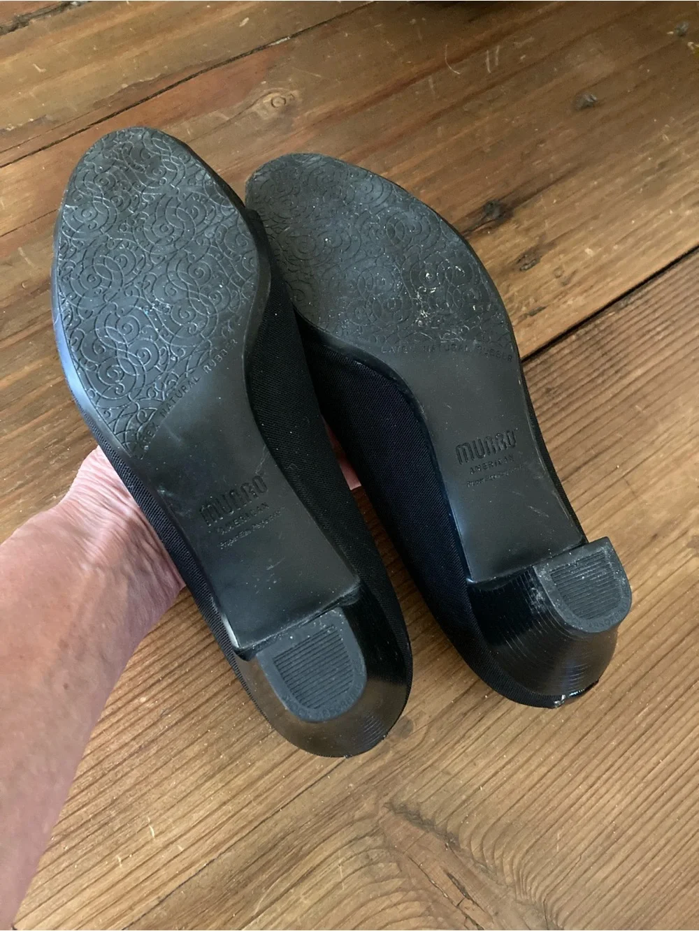 Munro Black Open-Toe Crossover Pumps